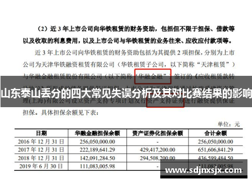 山东泰山丢分的四大常见失误分析及其对比赛结果的影响